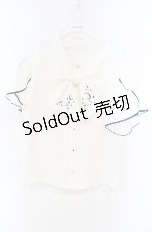 画像: 【SALE】axes femme / 夏の星空刺繍ボウタイブラウス M キナリ O-25-11-22-063-AX-BL-OW-ZT518