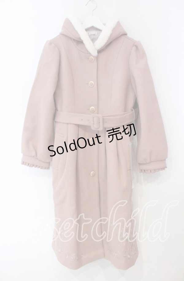 画像1: axes femme / 額縁風刺繍フード付きコート M ピンク O-25-11-22-067-AX-CO-OW-C048 (1)
