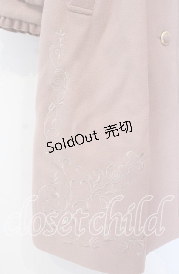 画像2: axes femme / 額縁風刺繍フード付きコート M ピンク O-25-11-22-067-AX-CO-OW-C048 (2)