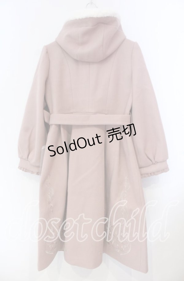 画像3: axes femme / 額縁風刺繍フード付きコート M ピンク O-25-11-22-067-AX-CO-OW-C048 (3)