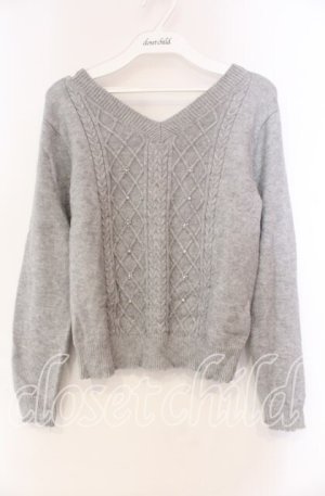 画像: axes femme / パール配色ニット  グレー O-25-11-22-071-AX-TO-IG-OS