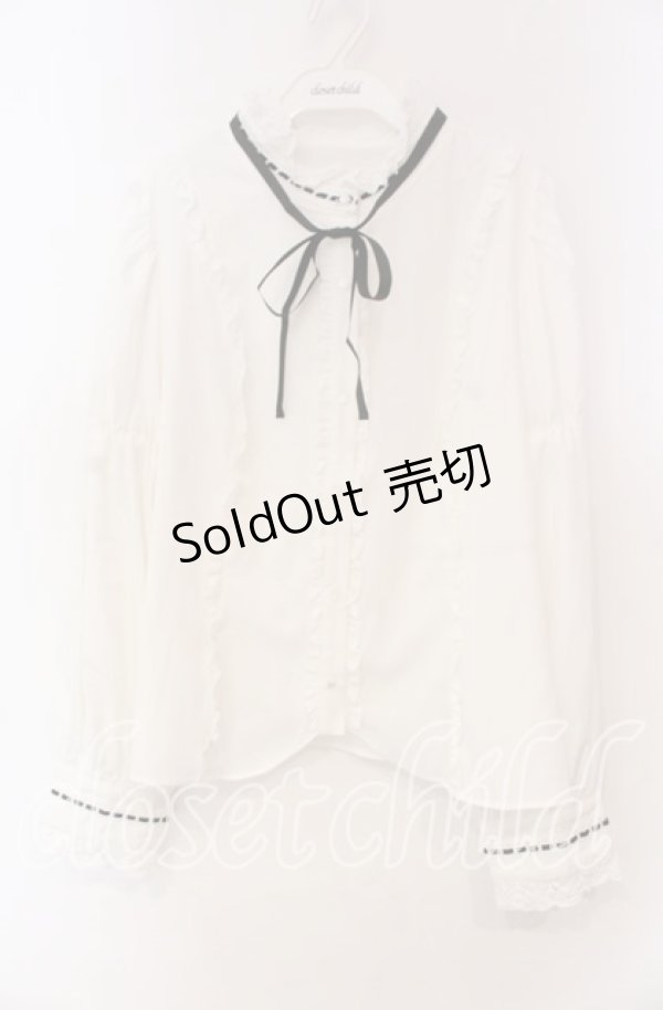 画像1: Eri Aino's Collection / シャーロットの水曜日ブラウス 4Ｌ シロ×クロ O-25-11-22-073-LO-BL-IG-OS (1)