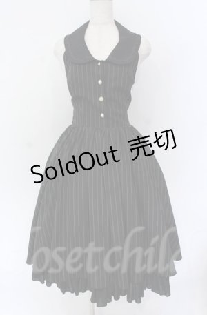 画像: ATELIER PIERROT / ストライプベストワンピース  ブラック O-25-11-24-001-EL-OP-YM-OS