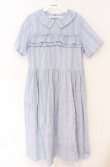 画像1: Jane Marple / Vintage stripe lace frill-trim dress ドレス Ｍ サックス O-25-11-24-027-JM-OP-IG-OS (1)