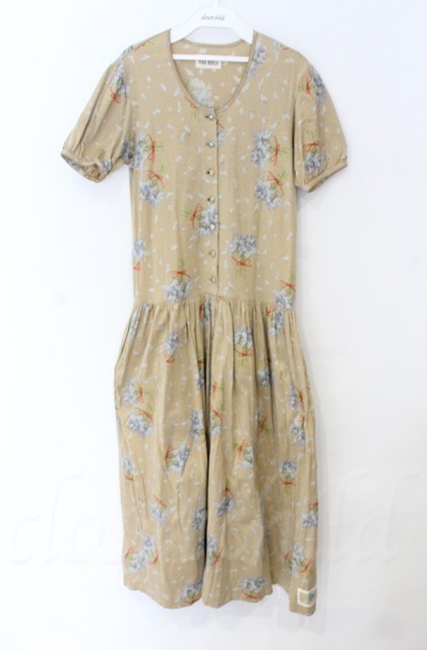 画像1: PINK HOUSE / ブーケ柄カットワンピース  ベージュ O-25-11-24-029-LO-OP-IG-OS (1)