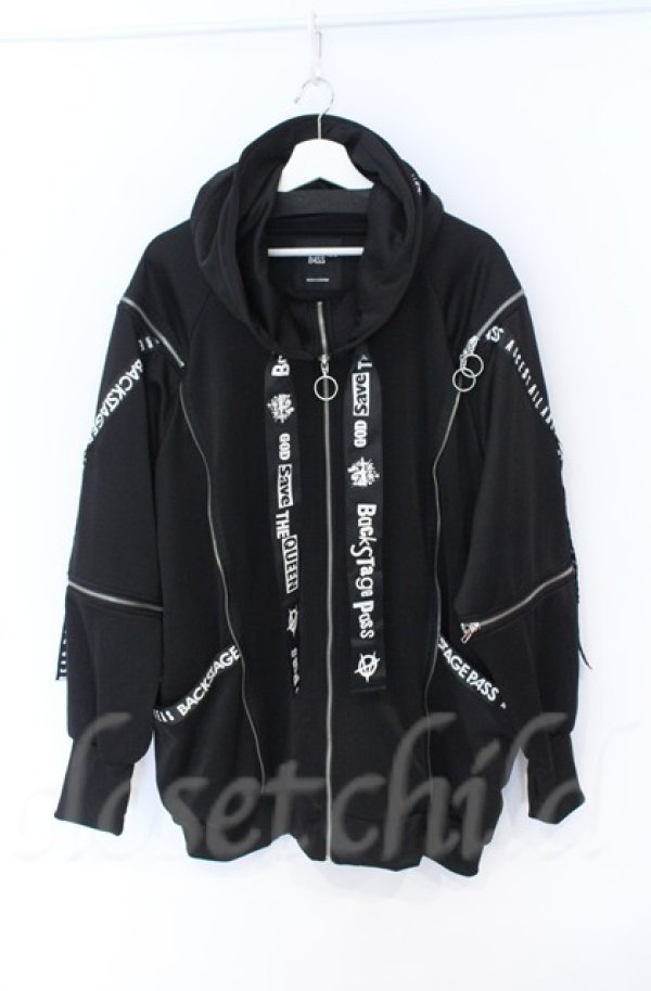 画像1: BACKSTAGE PASS / PARACHUTE-PARKAビッグシルエットジップアップパーカー F ブラック O-25-11-24-031-PU-TO-YM-ZT514 (1)