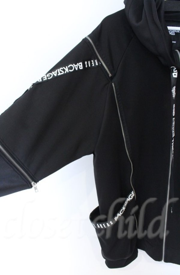 画像3: BACKSTAGE PASS / PARACHUTE-PARKAビッグシルエットジップアップパーカー F ブラック O-25-11-24-031-PU-TO-YM-ZT514 (3)