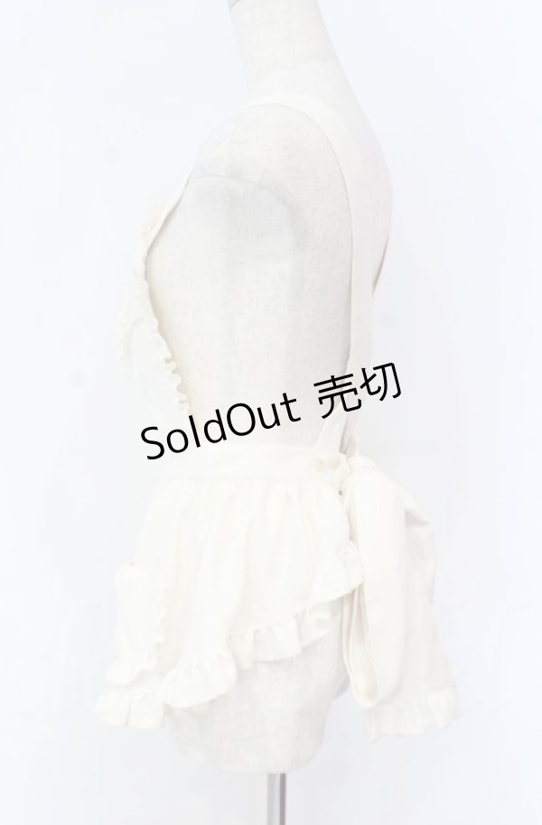 画像4: metamorphose / フリルリボンエプロン  アイボリー O-25-11-24-003-ME-PA-IG-OS (4)