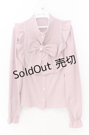 画像: Ank Rouge / カメオ付きリボンブローチ長袖ブラウス M ピンク O-25-11-24-041-CA-BL-YM-OS