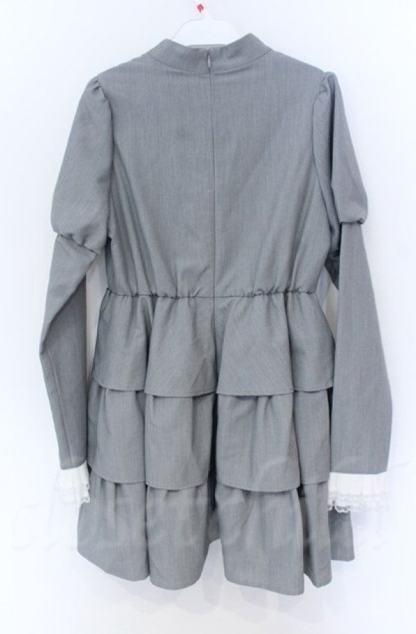 画像2: Jamie エーエヌケー / リボンレースティアードワンピース M グレー O-25-11-24-042-LO-OP-YM-OS (2)