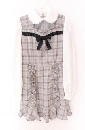 画像: Ank Rouge / チェックリボンワンピース M グレーｘホワイト O-25-11-24-043-CA-OP-YM-OS