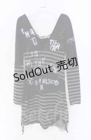 画像: h.ANARCHY / 666pt柄切り替えカットソー  ブラック O-25-11-24-044-HN-TO-OW-OS