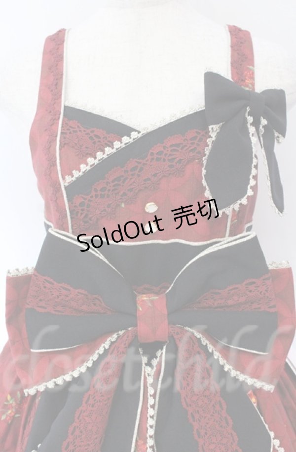 画像2: metamorphose / 風花のゆきうさぎプリーツジャンパースカート  えんじ×クロ O-25-11-24-004-ME-OP-IG-OS (2)