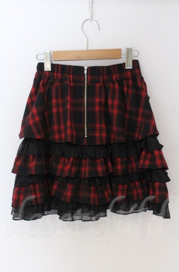 画像2: Jamie エーエヌケー / チェックティアードスカート M アカ O-25-11-24-053-LO-TO-OW-ZY (2)