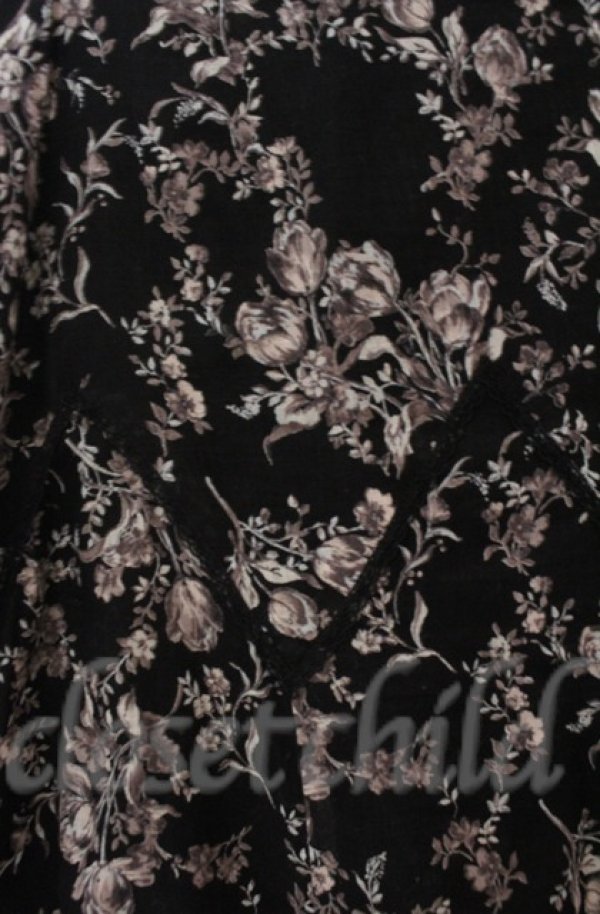 画像2: INGEBORG / レース配色花柄フレアスカート L クロ O-25-11-24-054-LO-SK-OW-ZT367 (2)