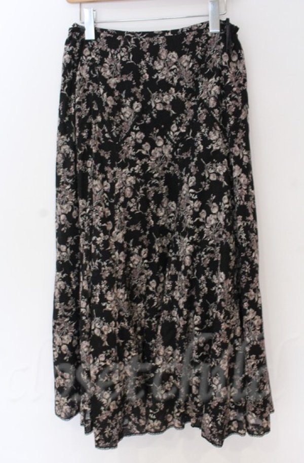 画像3: INGEBORG / レース配色花柄フレアスカート L クロ O-25-11-24-054-LO-SK-OW-ZT367 (3)