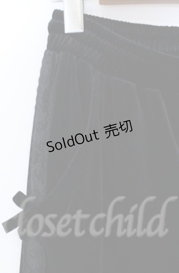 画像2: Jamie エーエヌケー / リボンベロアパンツ M クロ O-25-11-24-059-LO-PA-OW-ZT282 (2)