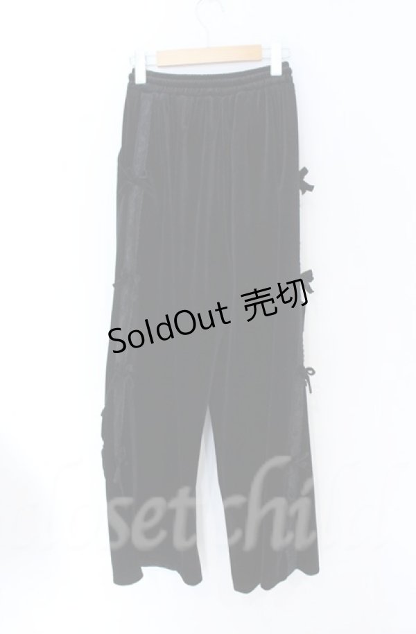 画像4: Jamie エーエヌケー / リボンベロアパンツ M クロ O-25-11-24-059-LO-PA-OW-ZT282 (4)