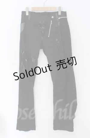 画像: Sixh / レースフラップ付き異素材配色パンツ  ブラック O-25-11-24-061-HN-PA-OW-OS