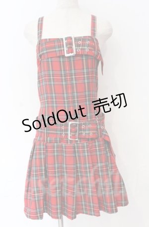 画像: 【SALE】Jamie エーエヌケー / 裾プリーツダブルベルトジャンパースカート M アカ O-25-11-24-006-LO-OP-OW-ZT285