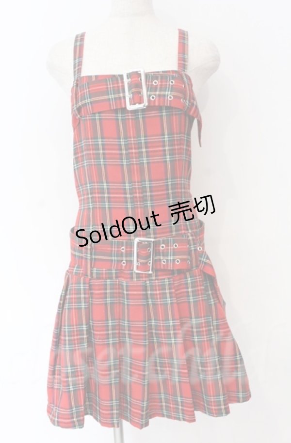 画像1: 【SALE】Jamie エーエヌケー / 裾プリーツダブルベルトジャンパースカート M アカ O-25-11-24-006-LO-OP-OW-ZT285 (1)