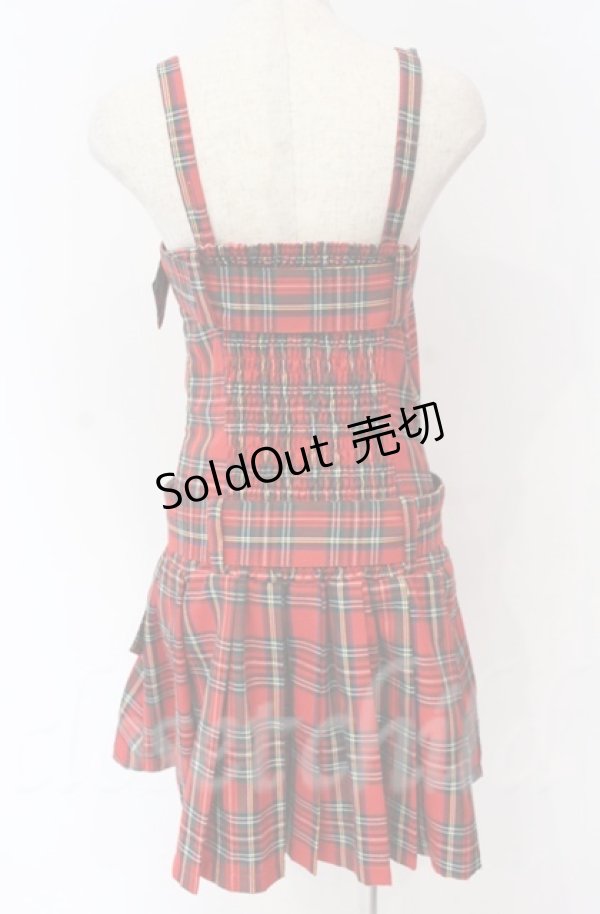 画像2: 【SALE】Jamie エーエヌケー / 裾プリーツダブルベルトジャンパースカート M アカ O-25-11-24-006-LO-OP-OW-ZT285 (2)