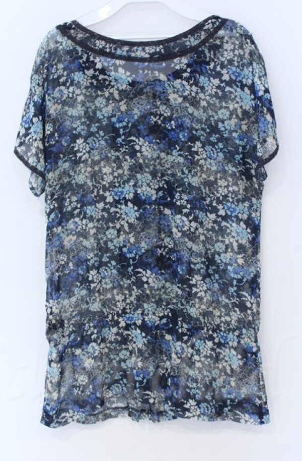 画像3: INGEBORG / 花柄シフォンチュニック 11号 アオ O-25-11-24-011-LO-TO-OW-ZT359 (3)