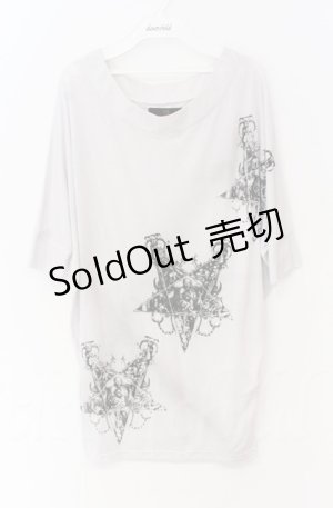 画像: NAOTO SEVEN / 五芒星ptカットソー  ホワイト×ブラック O-25-11-24-023-HN-TO-OW-OS