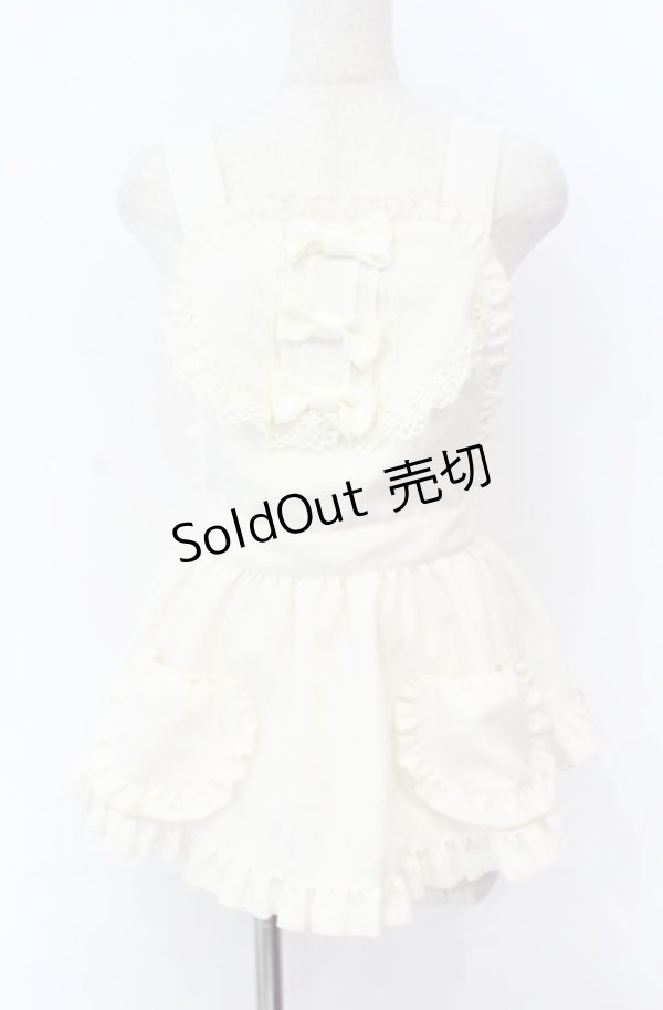 画像1: metamorphose / フリルリボンエプロン  アイボリー O-25-11-24-003-ME-PA-IG-OS (1)