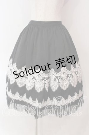 画像: abilletage / nobleレースミディアムスカート  ブラック×ホワイト O-25-11-27-022-GO-SK-OW-OS