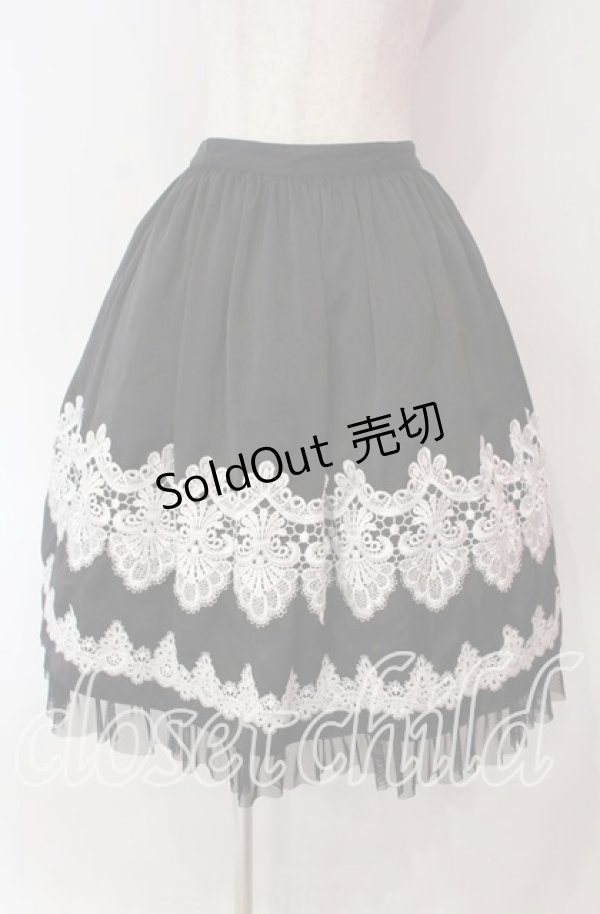 画像1: abilletage / nobleレースミディアムスカート  ブラック×ホワイト O-25-11-27-022-GO-SK-OW-OS (1)