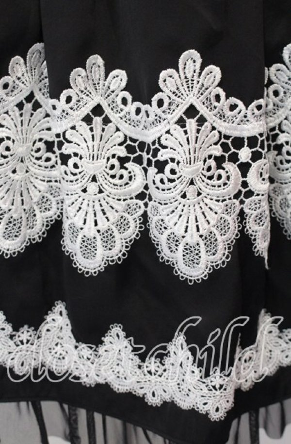 画像2: abilletage / nobleレースミディアムスカート  ブラック×ホワイト O-25-11-27-022-GO-SK-OW-OS (2)