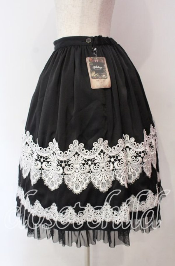 画像3: abilletage / nobleレースミディアムスカート  ブラック×ホワイト O-25-11-27-022-GO-SK-OW-OS (3)