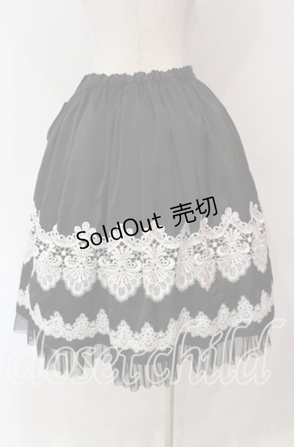 画像4: abilletage / nobleレースミディアムスカート  ブラック×ホワイト O-25-11-27-022-GO-SK-OW-OS (4)