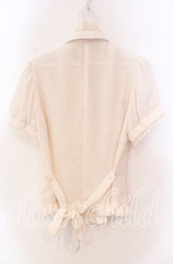 画像3: Innocent World / 梨地スタンドカラー半袖ブラウス  生成り O-25-11-27-026-IW-BL-IG-OS (3)