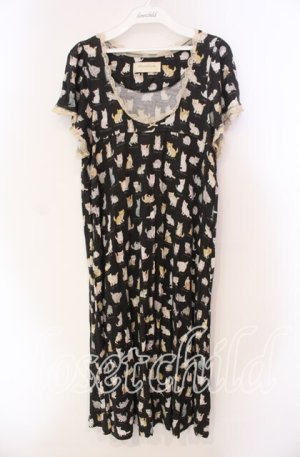 画像: Franche Lippee / ねこ図鑑半袖ワンピース M クロ O-25-11-27-029-LO-OP-IG-OS