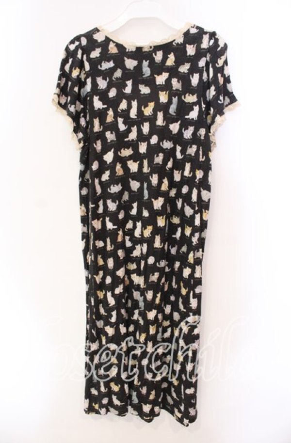 画像3: Franche Lippee / ねこ図鑑半袖ワンピース M クロ O-25-11-27-029-LO-OP-IG-OS (3)