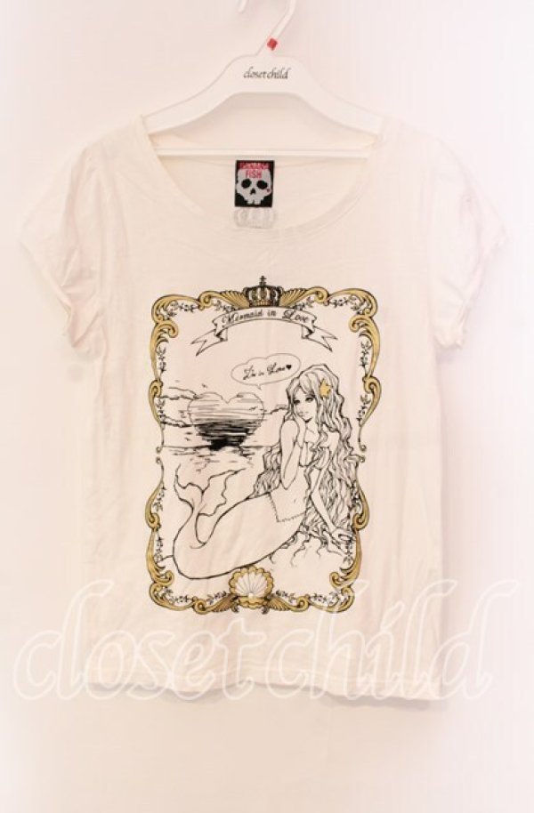 画像1: Banana Fish / マーメイドプリントTシャツ  ホワイト O-25-11-27-035-PU-TS-IG-OS (1)