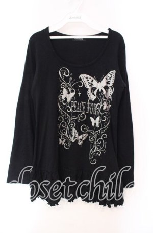 画像: PEACE NOW / バタフライラメプリントカットワンピース M ブラック O-25-11-27-037-PU-OP-IG-OS