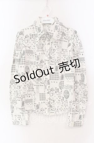 画像: PEACE NOW / トランプ柄ブラウス  ホワイト O-25-11-27-039-PU-BL-IG-OS