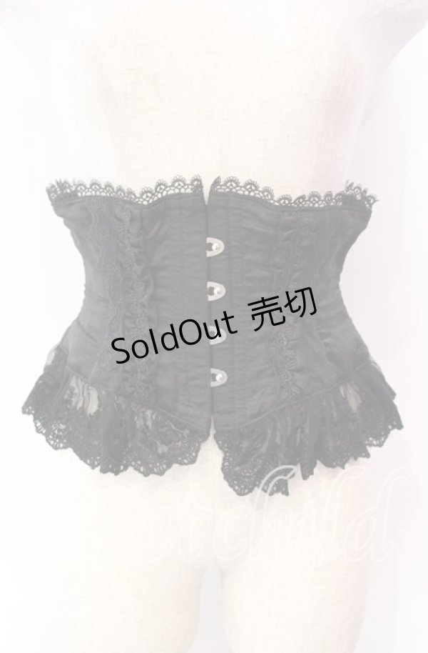画像1: ATELIER PIERROT / Frill Short Corset コルセット  ブラック O-25-11-27-043-EL-TO-OW-OS (1)