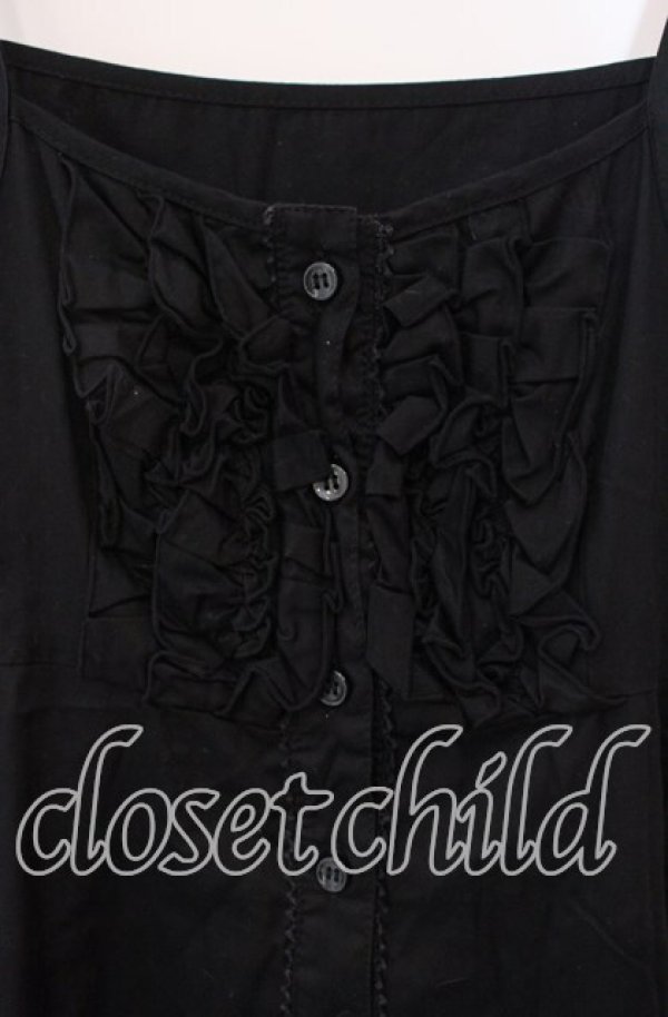 画像2: PEACE NOW / 胸元フリルキャミワンピース M ブラック O-25-11-27-044-PU-OP-OW-OS (2)