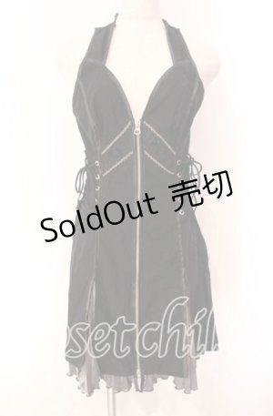 画像: Ozz oneste / サイドレースアップホルターワンピース  ブラック O-25-11-27-045-OO-OP-OW-OS