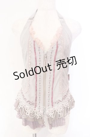 画像: Ozz oneste / ジャガード配色ビスチェ  グレー×ピンク O-25-11-27-046-OO-TO-OW-OS