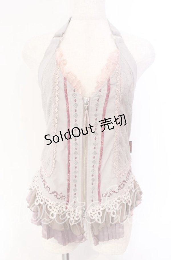 画像1: Ozz oneste / ジャガード配色ビスチェ  グレー×ピンク O-25-11-27-046-OO-TO-OW-OS (1)