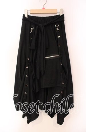 画像: ACDC RAG / ZIPデザインアシメスカート  ブラック O-25-11-27-051-PU-SK-OW-OS