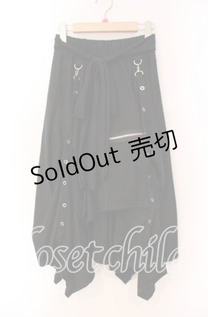 画像: ACDC RAG / ZIPデザインアシメスカート  ブラック O-25-11-27-051-PU-SK-OW-OS