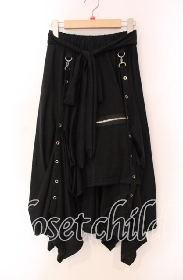 画像1: ACDC RAG / ZIPデザインアシメスカート  ブラック O-25-11-27-051-PU-SK-OW-OS (1)