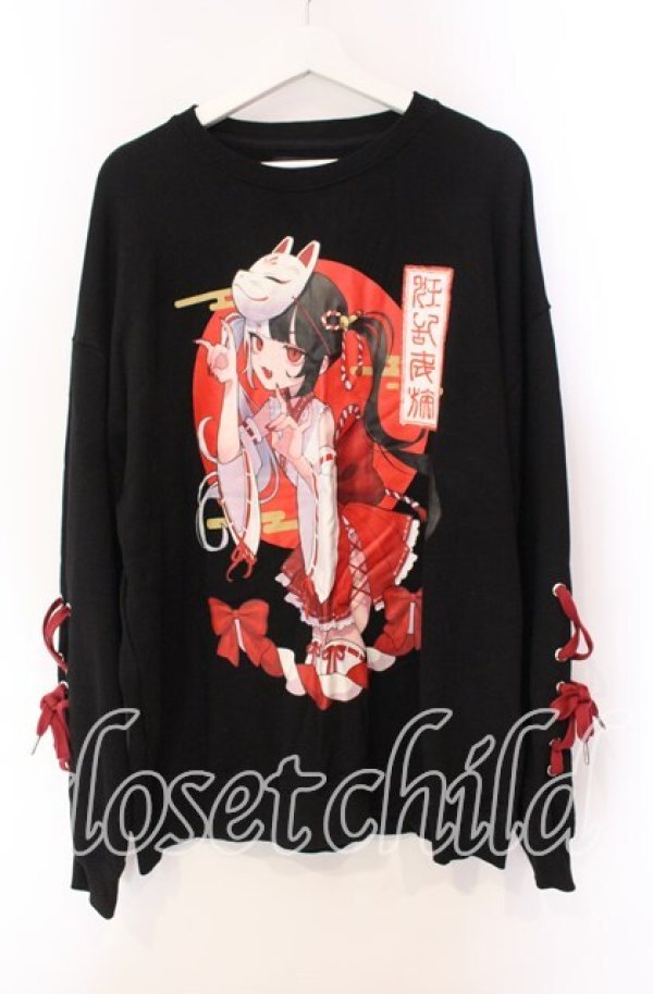 画像1: PSYCHO NATION / 寝田ルネ×PSYCHO NATION　巫女トレーナー 46 ブラック O-25-11-27-055-PU-TO-OW-OS (1)