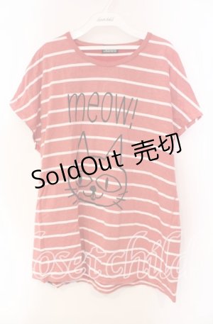 画像: HYSTERIC GLAMOUR / MEOW ! プリント ビッグTシャツ F レッド O-25-11-27-066-PU-TO-OW-ZT456